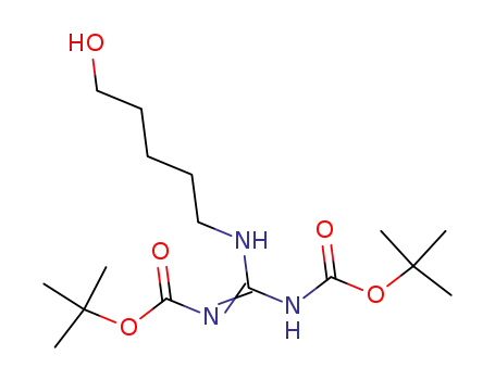 Molecular Structure of 170983-44-5 (tert-butyl N-[[tert-butoxycarbonylamino]-[5-hydroxypentylamino]methylene]carbamate)