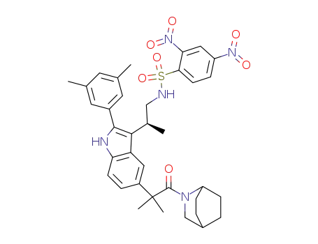2-Azabicyclo[2.2.2]octane,
2-[2-[2-(3,5-dimethylphenyl)-3-[(1S)-2-[[(2,4-dinitrophenyl)sulfonyl]amino
]-1-methylethyl]-1H-indol-5-yl]-2-methyl-1-oxopropyl]-
