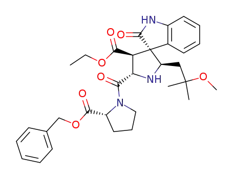 (2'R,3R,4'S,5'S)-1,2-dihydro-2'-(2-methoxy-2-methylpropyl)-2-oxo-5'-[[(2R)-2-[(phenylmethoxy)carbonyl]-1-pyrrolidinyl]carbonyl]spiro[3H-indole-3,3'-pyrrolidine]-4'-carboxylic acid ethyl ester