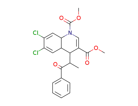 Molecular Structure of 105619-26-9 (1,3(4H)-Quinolinedicarboxylic acid,
6,7-dichloro-4a,8a-dihydro-4-(1-methyl-2-oxo-2-phenylethyl)-, dimethyl
ester)