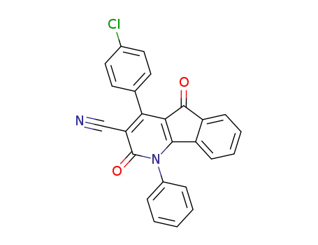 Molecular Structure of 84762-33-4 (1H-Indeno[1,2-b]pyridine-3-carbonitrile,
4-(4-chlorophenyl)-2,5-dihydro-2,5-dioxo-1-phenyl-)