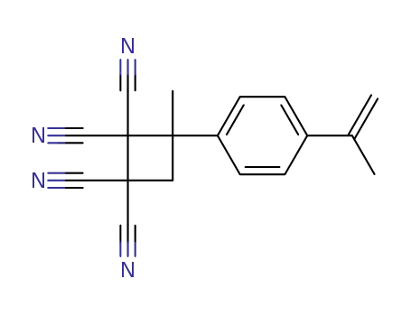 Molecular Structure of 129534-35-6 (1,1,2,2-Tetracyano-3-methyl-3-(p-isopropenylphenyl)cyclobutane)