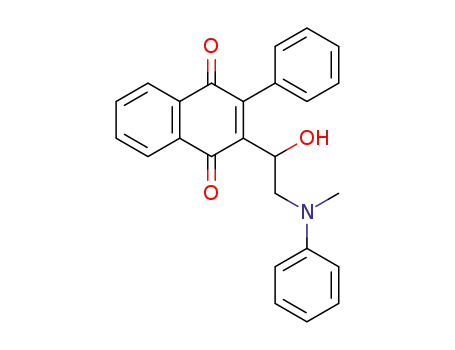 Molecular Structure of 87537-32-4 (1,4-Naphthalenedione,
2-[1-hydroxy-2-(methylphenylamino)ethyl]-3-phenyl-)