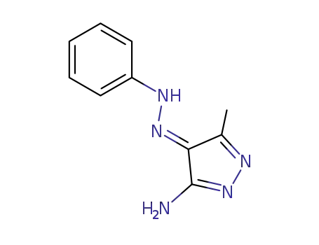 Molecular Structure of 119788-45-3 (4H-Pyrazol-4-one, 3-amino-5-methyl-, phenylhydrazone)