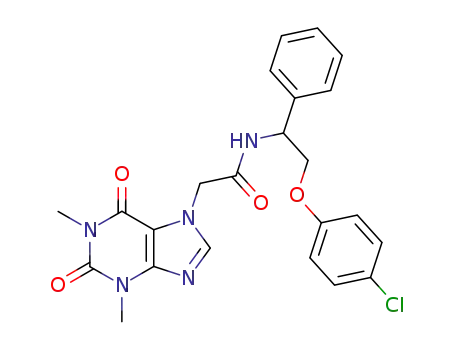 7H-Purine-7-acetamide, 1,2,3,6-tetrahydro-N-(2-(4-chlorophenoxy)-1-phenylethyl)-1,3-dimethyl-2,6-dioxo-