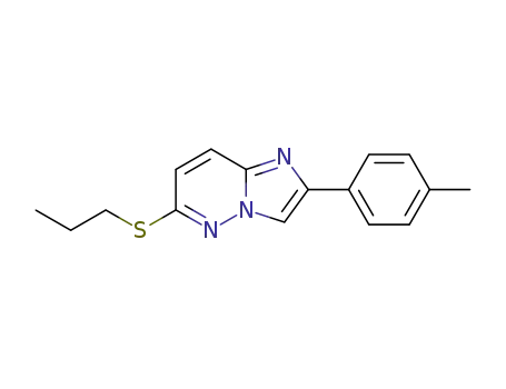 Molecular Structure of 142074-12-2 (Imidazo[1,2-b]pyridazine, 2-(4-methylphenyl)-6-(propylthio)-)
