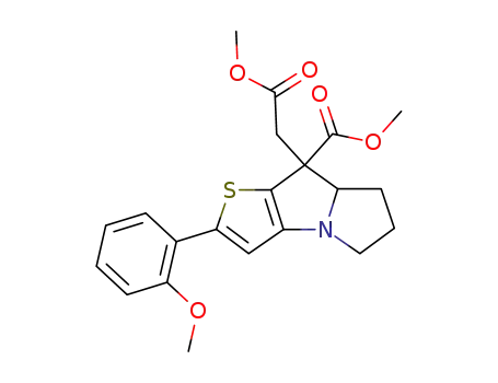 Molecular Structure of 62828-21-1 (methyl 8-(2-methoxy-2-oxoethyl)-2-(2-methoxyphenyl)-6,7,7a,8-tetrahydro-5H-thieno[2,3-b]pyrrolizine-8-carboxylate)