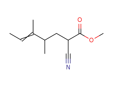 Molecular Structure of 345618-98-6 ((E)-2-Cyano-4,5-dimethyl-hept-5-enoic acid methyl ester)