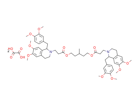Molecular Structure of 81165-48-2 (3-[1-(3,4-Dimethoxy-benzyl)-6,7-dimethoxy-3,4-dihydro-1H-isoquinolin-2-yl]-propionic acid 5-{3-[1-(3,4-dimethoxy-benzyl)-6,7-dimethoxy-3,4-dihydro-1H-isoquinolin-2-yl]-propionyloxy}-3-methyl-pentyl ester; compound with oxalic acid)