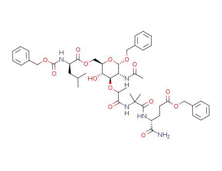 (R)-2-Benzyloxycarbonylamino-4-methyl-pentanoic acid (2R,3S,4R,5R,6S)-5-acetylamino-6-benzyloxy-4-{1-[1-((R)-3-benzyloxycarbonyl-1-carbamoyl-propylcarbamoyl)-1-methyl-ethylcarbamoyl]-ethoxy}-3-hydroxy-tetrahydro-pyran-2-ylmethyl ester