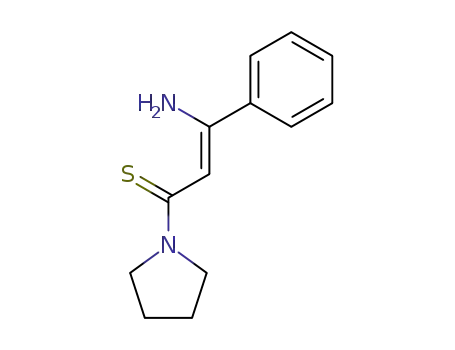Molecular Structure of 97309-70-1 (Pyrrolidine,  1-(3-amino-3-phenyl-1-thioxo-2-propenyl)-  (9CI))