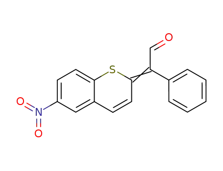 Molecular Structure of 142144-59-0 (Benzeneacetaldehyde, a-(6-nitro-2H-1-benzothiopyran-2-ylidene)-)