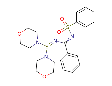 Molecular Structure of 90095-51-5 (Morpholine, 4,4'-[[phenyl[(phenylsulfonyl)imino]methyl]sulfinimidoyl]bis-)