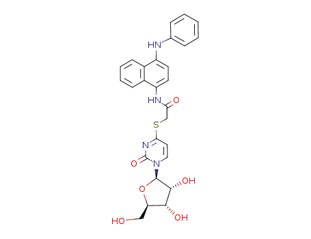Molecular Structure of 74972-87-5 (S-(N-(4-anilino-1-naphthyl)carbamylmethyl)-4-thiouridine)