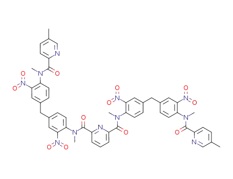 Molecular Structure of 156818-73-4 (N,N'-5,5'-tetramethyl,N,N'-<pyridine-2,6-diylbis<<carbonyl(methyl)nitrilo>(3-nitrophen-4,1-ylene)methylene(2-nitrophen-4,1-ylene)>>bis<pyridine-2carboxamide>)