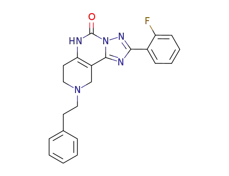 Molecular Structure of 108442-38-2 (2-(2-Fluoro-phenyl)-8-phenethyl-6,7,8,9-tetrahydro-5H-1,3,3a,5,8-pentaaza-cyclopenta[a]naphthalen-4-one)