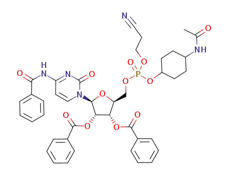 β-cyanoethyl ester of N-benzoyl-2',3'-di-O-benzoylcytidine 5'-<cis-(4-acetyamidocyclohexyl)>-1-phosphate