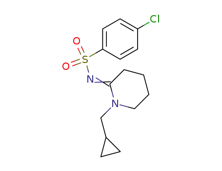 Molecular Structure of 93101-04-3 (Benzenesulfonamide,
4-chloro-N-[1-(cyclopropylmethyl)-2-piperidinylidene]-)