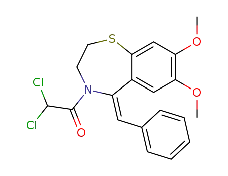 1,4-Benzothiazepine,
4-(dichloroacetyl)-2,3,4,5-tetrahydro-7,8-dimethoxy-5-(phenylmethylene
)-, (E)-