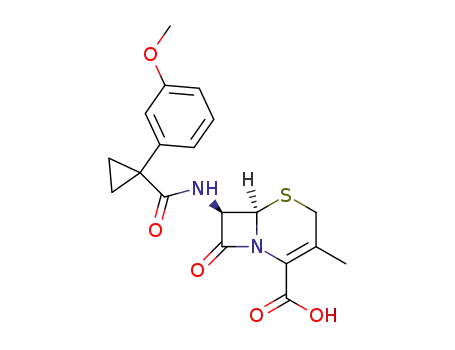 Molecular Structure of 108098-17-5 ((6R,7R)-7-({[1-(3-methoxyphenyl)cyclopropyl]carbonyl}amino)-3-methyl-8-oxo-5-thia-1-azabicyclo[4.2.0]oct-2-ene-2-carboxylic acid)
