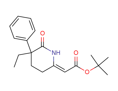 Molecular Structure of 129242-19-9 ([5-Ethyl-6-oxo-5-phenyl-piperidin-(2Z)-ylidene]-acetic acid tert-butyl ester)