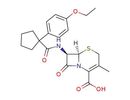 Molecular Structure of 108098-27-7 ((6R,7R)-7-({[1-(4-ethoxyphenyl)cyclopentyl]carbonyl}amino)-3-methyl-8-oxo-5-thia-1-azabicyclo[4.2.0]oct-2-ene-2-carboxylic acid)