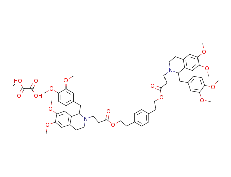 Molecular Structure of 81165-47-1 (3-[1-(3,4-Dimethoxy-benzyl)-6,7-dimethoxy-3,4-dihydro-1H-isoquinolin-2-yl]-propionic acid 2-[4-(2-{3-[1-(3,4-dimethoxy-benzyl)-6,7-dimethoxy-3,4-dihydro-1H-isoquinolin-2-yl]-propionyloxy}-ethyl)-phenyl]-ethyl ester; compound with oxalic acid)