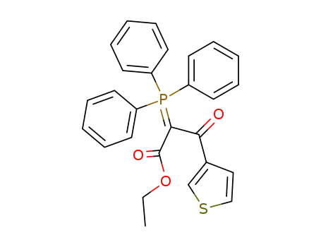 Molecular Structure of 131292-25-6 (3-Thiophenepropanoic acid, b-oxo-a-(triphenylphosphoranylidene)-,
ethyl ester)