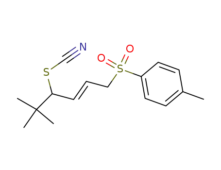 Molecular Structure of 80120-64-5 (1-((E)-5,5-Dimethyl-4-thiocyanato-hex-2-ene-1-sulfonyl)-4-methyl-benzene)