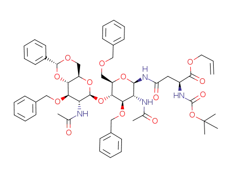 <i>N</i>-[3-acetylamino-5-(7-acetylamino-8-benzyloxy-2-phenyl-hexahydro-pyrano[3,2-<i>d</i>][1,3]dioxin-6-yloxy)-4-benzyloxy-6-benzyloxymethyl-tetrahydro-pyran-2-yl]-2-<i>tert</i>-butoxycarbonylamino-succinamic acid allyl ester
