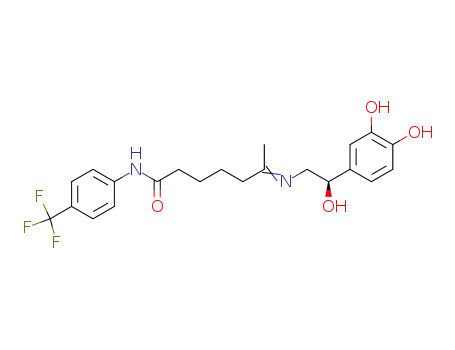 Molecular Structure of 90900-17-7 (6-[(E)-(R)-2-(3,4-Dihydroxy-phenyl)-2-hydroxy-ethylimino]-heptanoic acid (4-trifluoromethyl-phenyl)-amide)