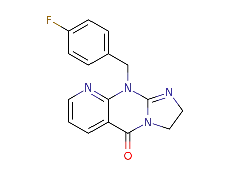 Molecular Structure of 53914-10-6 (10-(4-fluoro-benzyl)-2,10-dihydro-3<i>H</i>-imidazo[1,2-<i>a</i>]pyrido[2,3-<i>d</i>]pyrimidin-5-one)