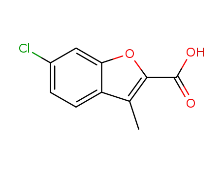 Molecular Structure of 81718-75-4 (2-Benzofurancarboxylic acid, 6-chloro-3-methyl-)