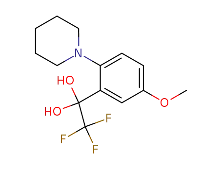 Molecular Structure of 88320-35-8 (1,1-Ethanediol, 2,2,2-trifluoro-1-[5-methoxy-2-(1-piperidinyl)phenyl]-)
