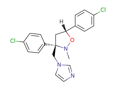 Molecular Structure of 113614-51-0 (Isoxazolidine,
3,5-bis(4-chlorophenyl)-3-(1H-imidazol-1-ylmethyl)-2-methyl-, trans-)