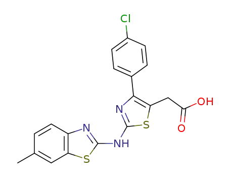 Molecular Structure of 89402-85-7 (5-Thiazoleacetic acid,
4-(4-chlorophenyl)-2-[(6-methyl-2-benzothiazolyl)amino]-)