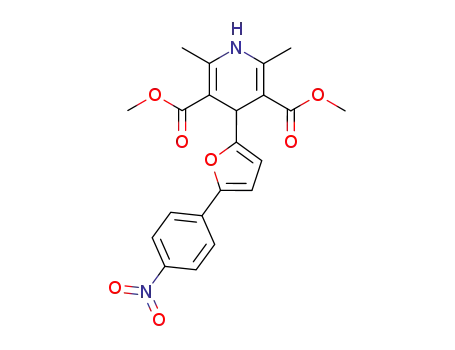 Molecular Structure of 104024-44-4 (3,5-Pyridinedicarboxylic acid,
1,4-dihydro-2,6-dimethyl-4-[5-(4-nitrophenyl)-2-furanyl]-, dimethyl ester)