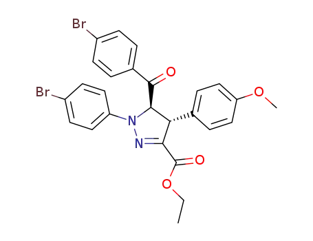 Molecular Structure of 115665-34-4 (1H-Pyrazole-3-carboxylic acid,
5-(4-bromobenzoyl)-1-(4-bromophenyl)-4,5-dihydro-4-(4-methoxyphenyl
)-, ethyl ester, trans-)