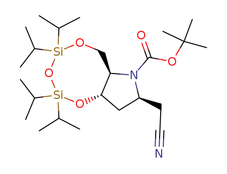 Molecular Structure of 222854-83-3 (1,3,5,2,4-Trioxadisilocino7,6-bpyrrole-7(6H)-carboxylic acid, 8-(cyanomethyl)tetrahydro-2,2,4,4-tetrakis(1-methylethyl)-, 1,1-dimethylethyl ester, (6aR,8S,9aS)-)