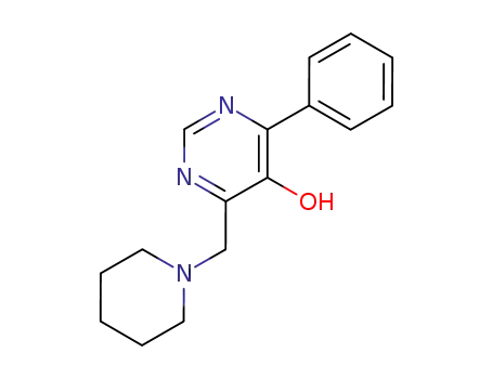 Molecular Structure of 88466-99-3 (5-Pyrimidinol, 4-phenyl-6-(1-piperidinylmethyl)-)