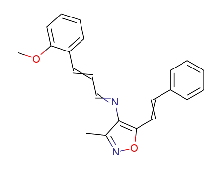 Molecular Structure of 130786-83-3 (4-Isoxazolamine,
N-[3-(2-methoxyphenyl)-2-propenylidene]-3-methyl-5-(2-phenylethenyl)-)