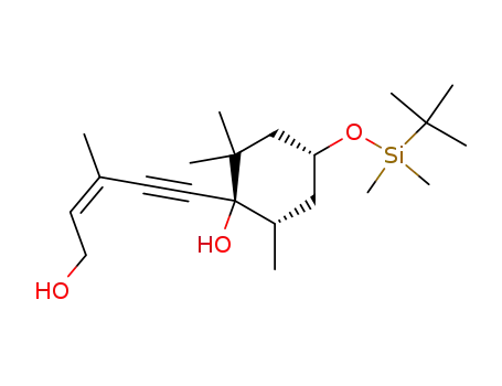 Molecular Structure of 130584-04-2 ((+)-1(Z)-(1R,4R,6S)-4-tert-butyldimethylsiloxy-1-(5-hydroxy-3-methylpent-3-en-1-ynyl)-2,2,6-trimethylcyclohexanol)