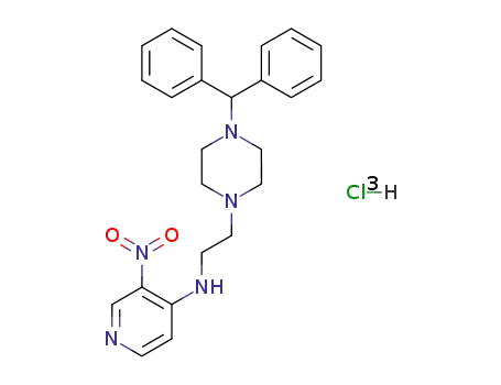 Molecular Structure of 110629-42-0 (N-{2-[4-(diphenylmethyl)piperazin-1-yl]ethyl}-3-nitropyridin-4-amine trihydrochloride)