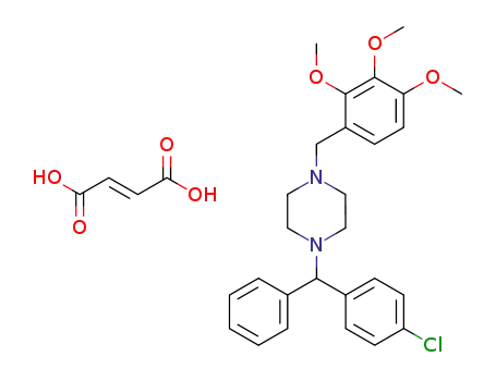 Molecular Structure of 114022-16-1 (Piperazine,
1-[(4-chlorophenyl)phenylmethyl]-4-[(2,3,4-trimethoxyphenyl)methyl]-,
(E)-2-butenedioate (1:1))