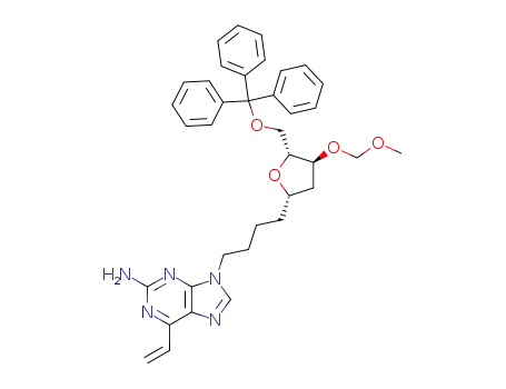 9-[4-((2S,4S,5R)-4-Methoxymethoxy-5-trityloxymethyl-tetrahydro-furan-2-yl)-butyl]-6-vinyl-9H-purin-2-ylamine