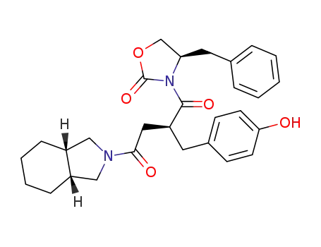 Molecular Structure of 312689-81-9 ((S)-1-((R)-4-Benzyl-2-oxo-oxazolidin-3-yl)-2-(4-hydroxy-benzyl)-4-(3aR,7aS)-octahydro-isoindol-2-yl-butane-1,4-dione)