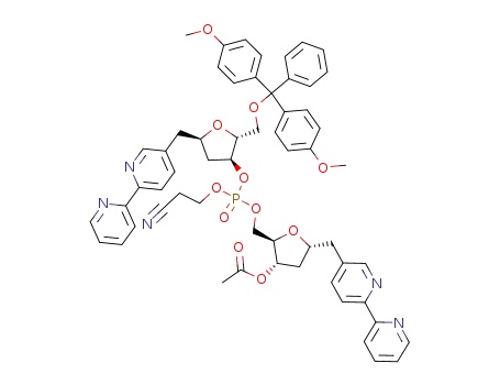 Acetic acid (2R,3S,5R)-5-[2,2']bipyridinyl-5-ylmethyl-2-[{(2R,3S,5R)-5-[2,2']bipyridinyl-5-ylmethyl-2-[bis-(4-methoxy-phenyl)-phenyl-methoxymethyl]-tetrahydro-furan-3-yloxy}-(2-cyano-ethoxy)-phosphoryloxymethyl]-tetrahydro-furan-3-yl ester