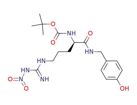 Molecular Structure of 164645-69-6 (Carbamic acid,
[1-[[[(4-hydroxyphenyl)methyl]amino]carbonyl]-4-[[imino(nitroamino)meth
yl]amino]butyl]-, 1,1-dimethylethyl ester, (R)-)