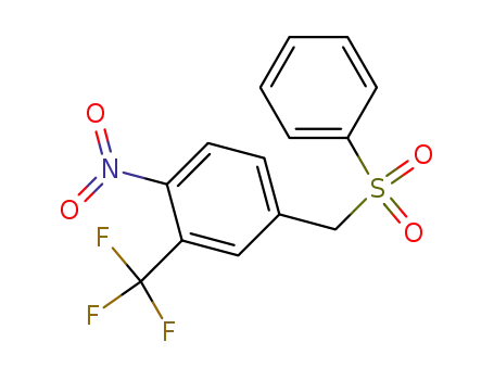 Molecular Structure of 89303-28-6 (Benzene, 1-nitro-4-[(phenylsulfonyl)methyl]-2-(trifluoromethyl)-)