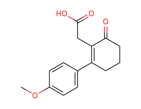 Molecular Structure of 34105-27-6 ([2-(4-methoxy-phenyl)-6-oxo-cyclohex-1-enyl]-acetic acid)